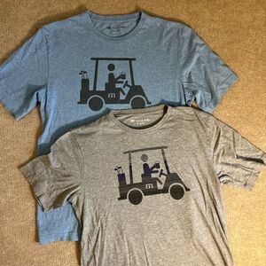 Travis Mathew Sz M Golf Cart Graphic T-Shirts - Blue and Gray
